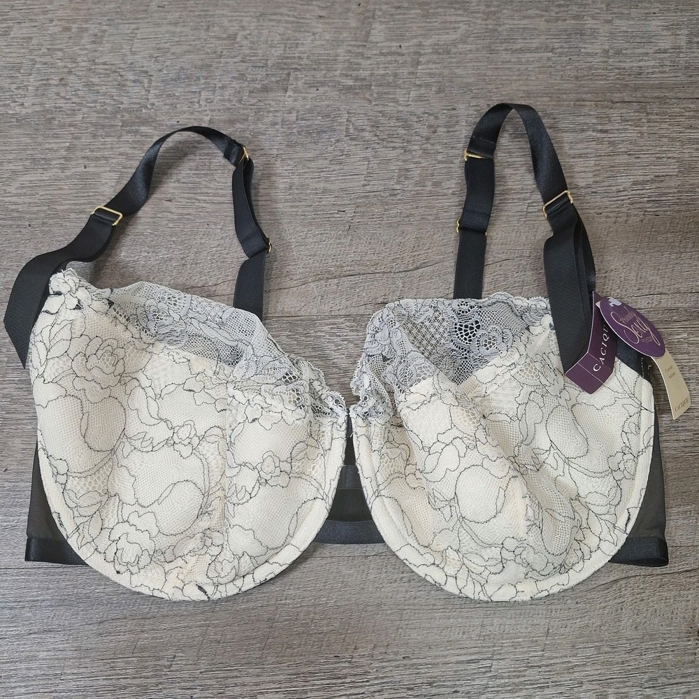 New Cacique 38G Seriously Sexy Balconette Everyday Solution Cream Black Lace
